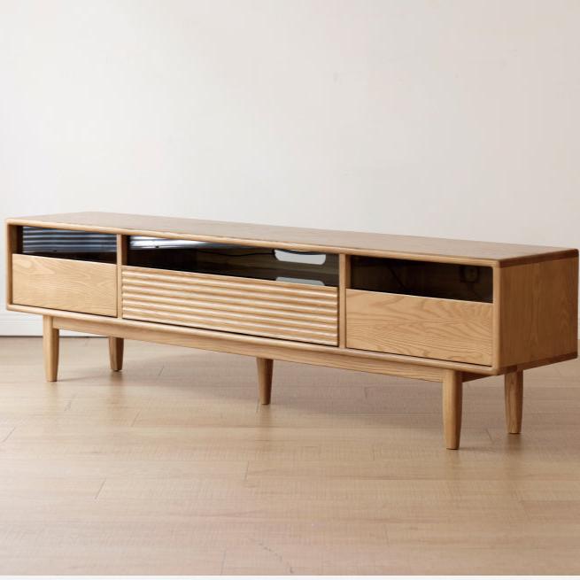 Ash Solid Wood Floor Modern Rock Board TV Cabinet.