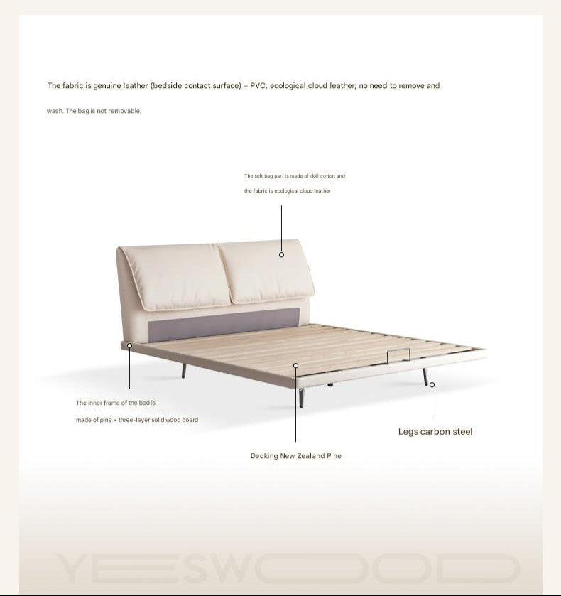 Suspension Technology Fabric Bed,Leather Bed with Light