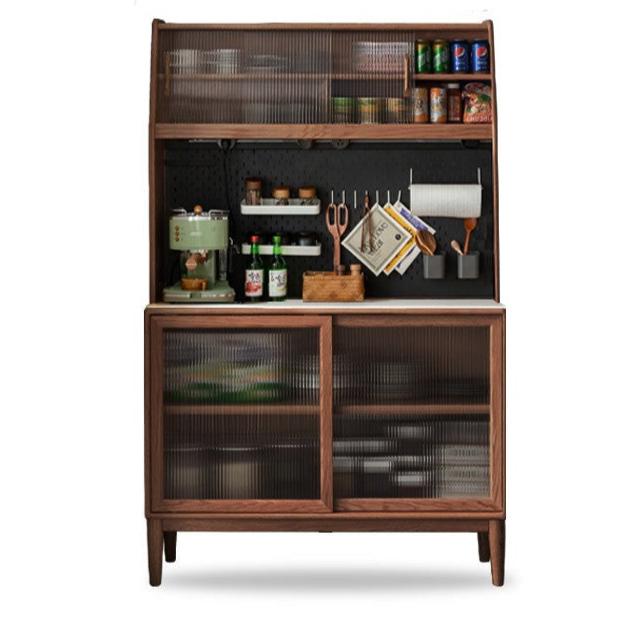 Ash Solid Wood Sideboard High Wine Cabinet Buffet