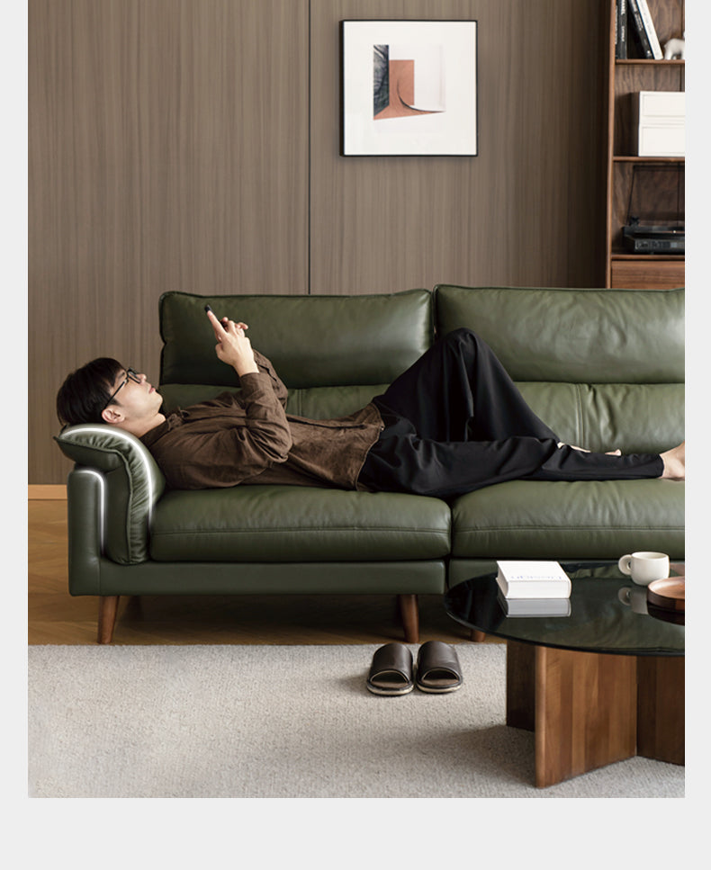 Leather First Layer Cowhide Straight Sofa.