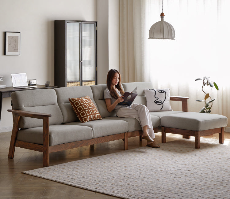 Ash Solid Wood Straight Sofa Modern.