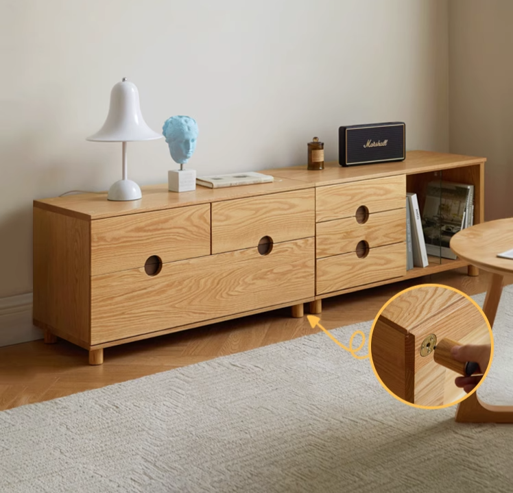 Oak Solid Wood Modern TV Cabinet.