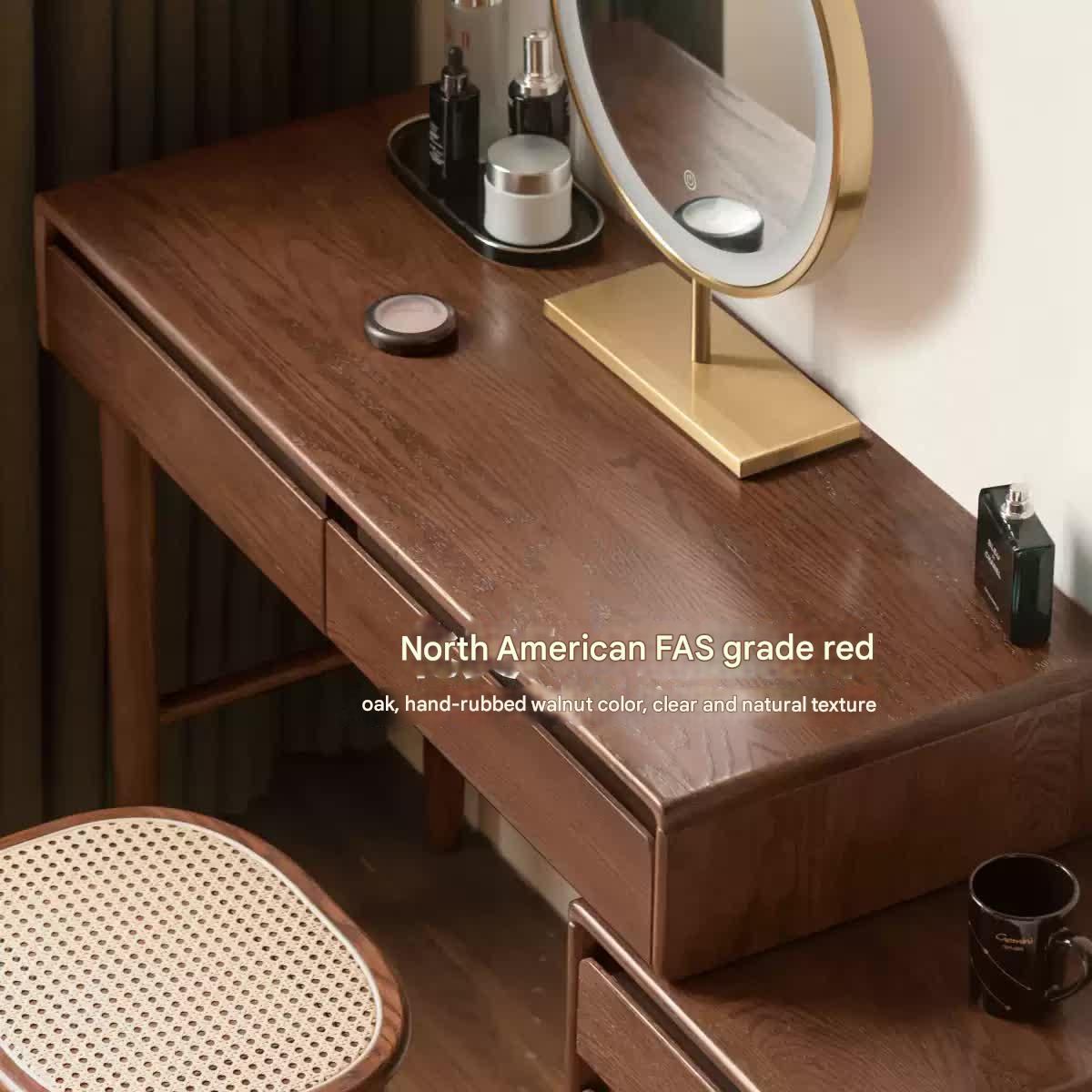 Oak Solid Wood Retractable Modern Dressing Table.
