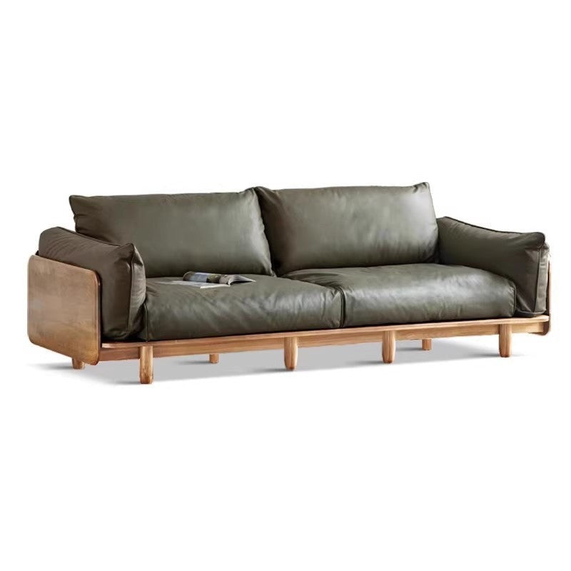 Oak, Ash Solid Wood Sofa Genuine Leather, Fabric.