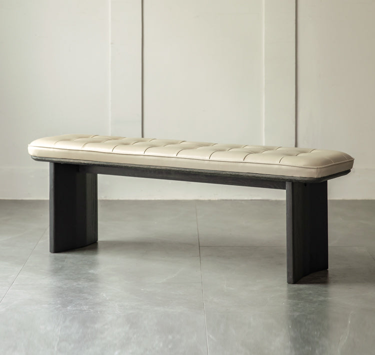 Black Walnut, Ash, Oak Solid Wood Luxury First-Layer Yellow Cowhide Seat Bench