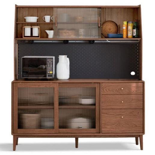 Solid Rubberwood, Oak Solid Wood Sideboard, Buffet Cabinet