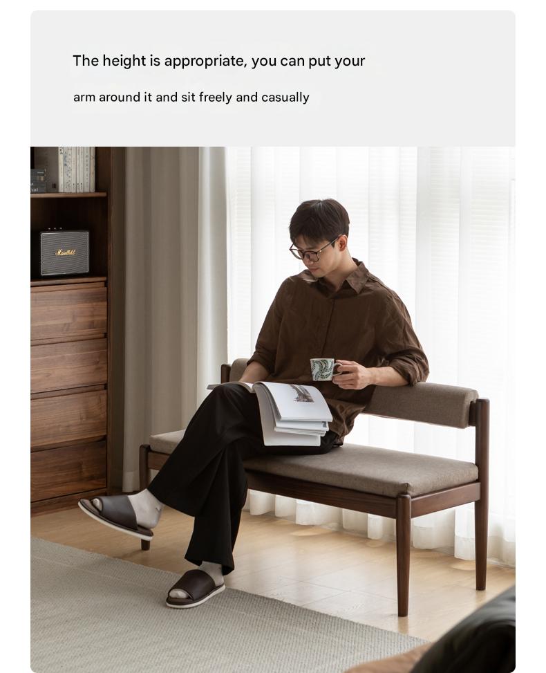 Black Walnut, Oak Solid Wood Long Bench