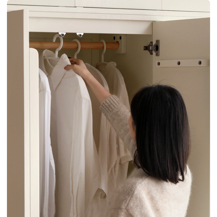 Pine Solid Wood Wardrobe Cream Style.