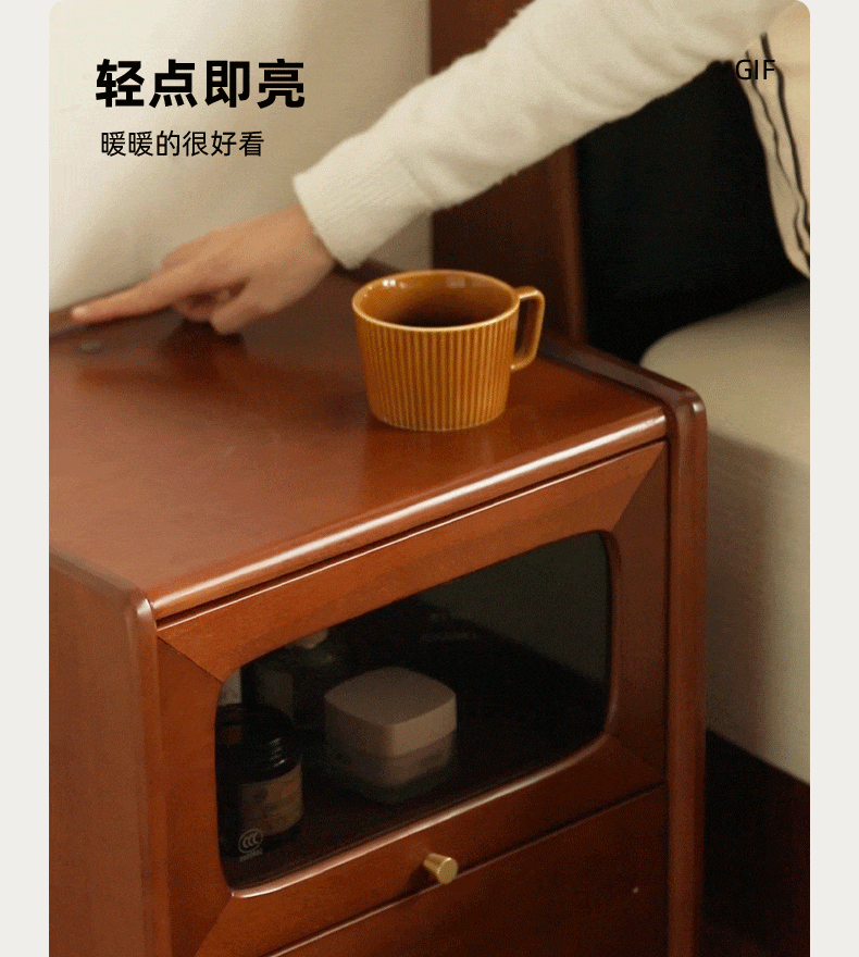 Tulipwood Solid Wood Medieval Style Ultra-Narrow Nightstand.