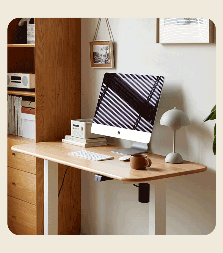 Beech Solid Wood Smart Electric Lifting Standing Desk
