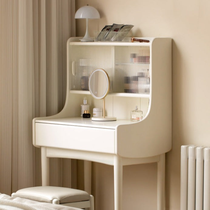 Ash Solid Wood Cream Style Dressing Table.