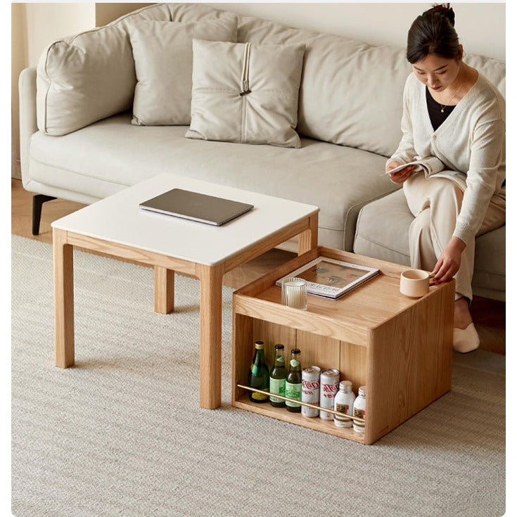 Black walnut, Oak, Beech Solid Wood Rock Plate Combination Coffee Table