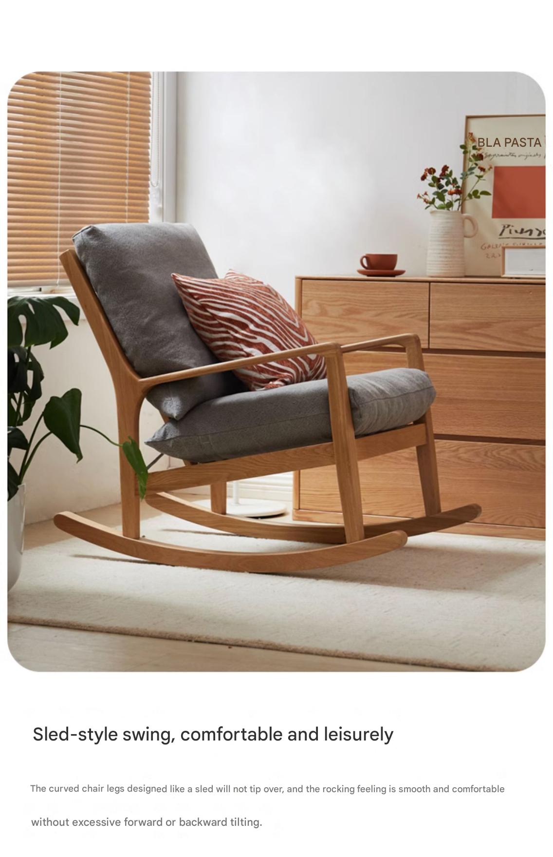 Oak Solid Wood Single Lazy Rocking Sofa Chair