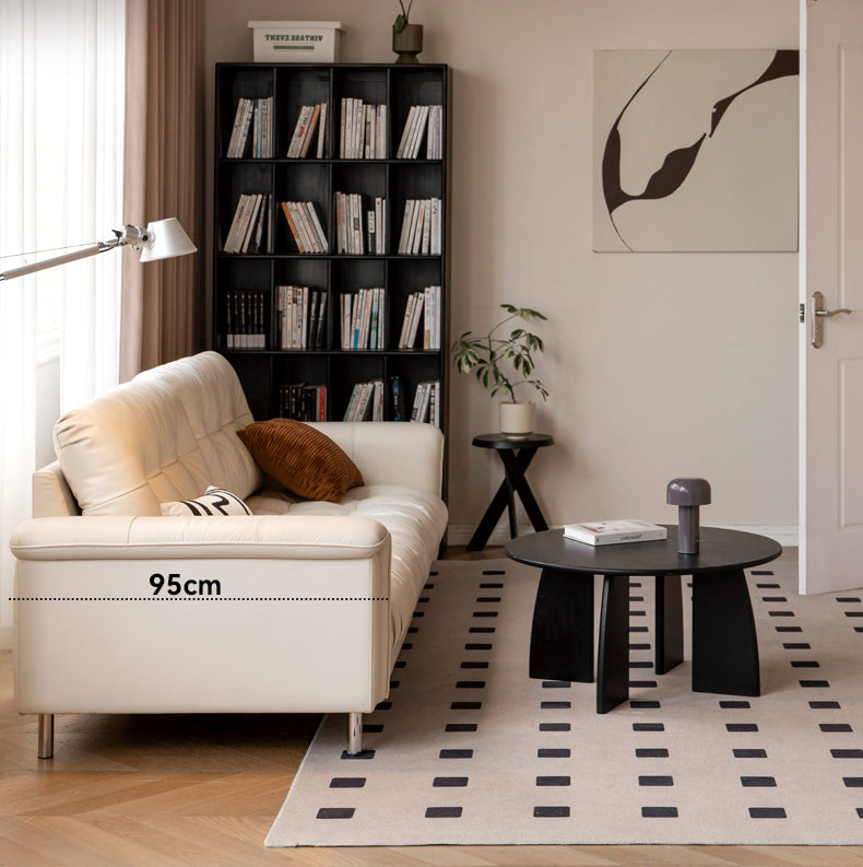 Leather Straight Italian Style Light Luxury Sofa,