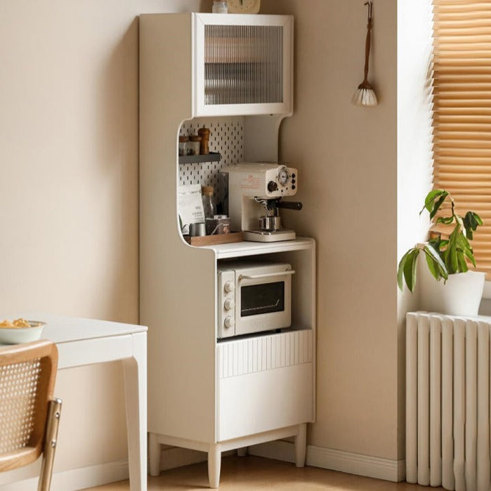 Poplar Solid Wood Sideboard Narrow Cream Style