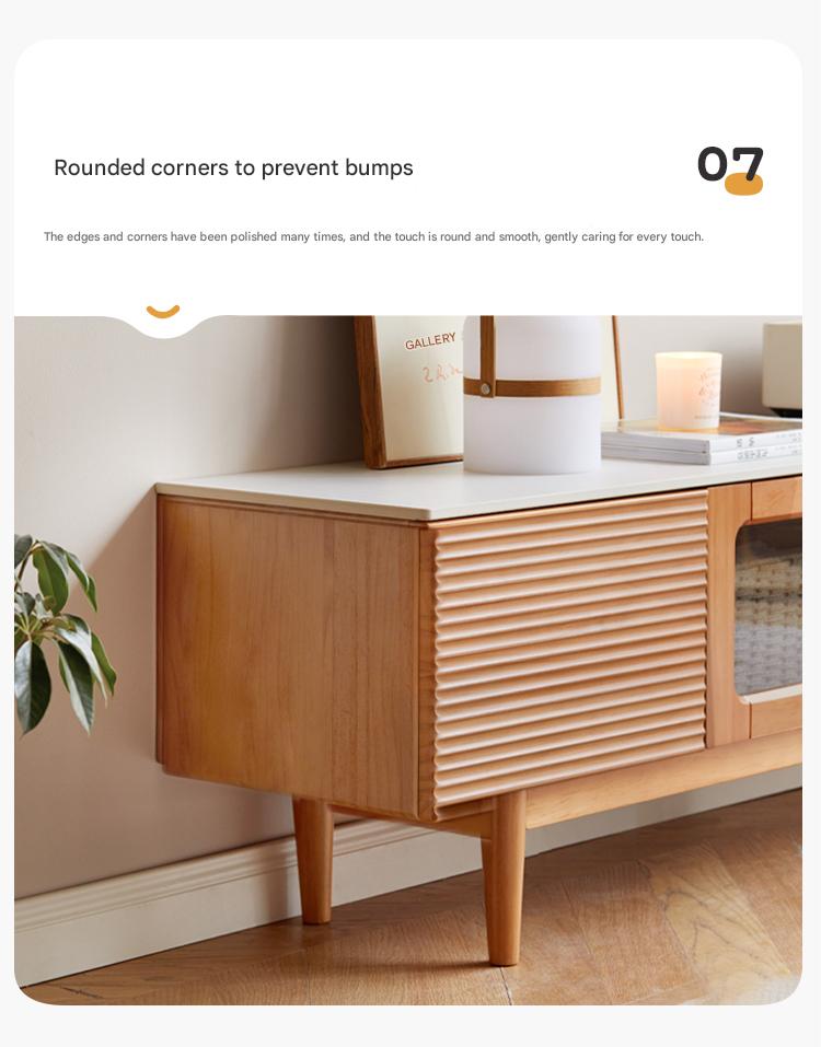 Pine Solid Wood Modern Rock Floor TV Cabinet.