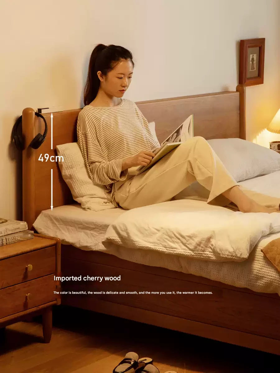 Cherry Wood, Black Walnut Solid Wood Box Bed