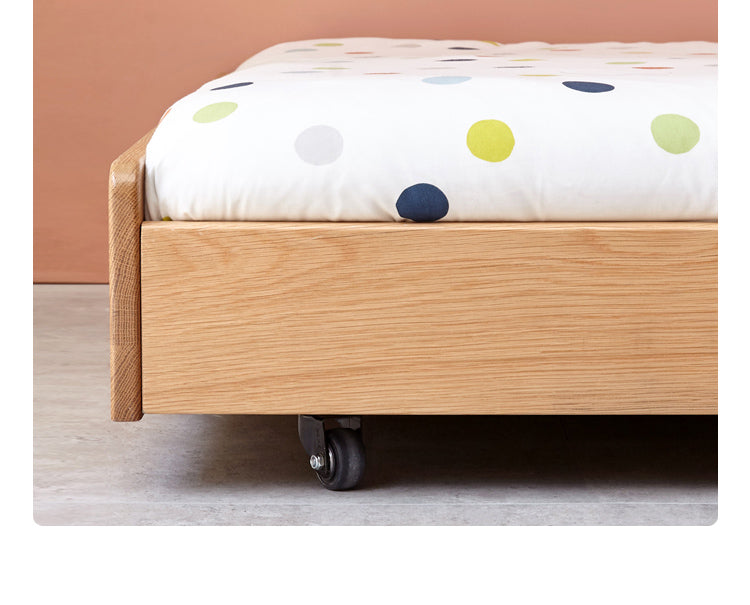 Oak, Beech solid wood floor bed with pulley toddler bed<