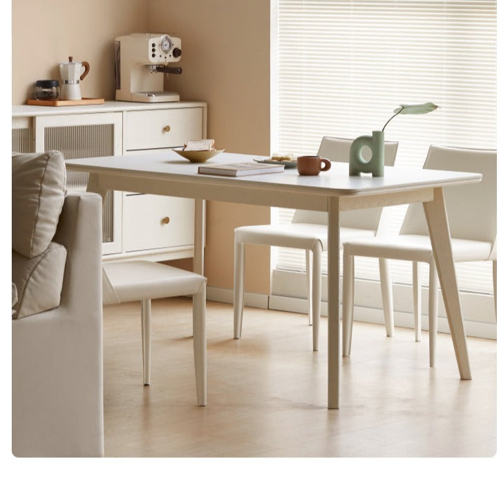 Birch Solid Wood Slate Cream Wind White Dining Table