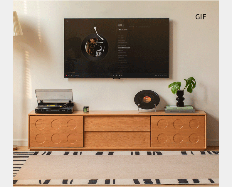 Cherry Solid Wood Retro Antique Style Floor TV Cabinet.