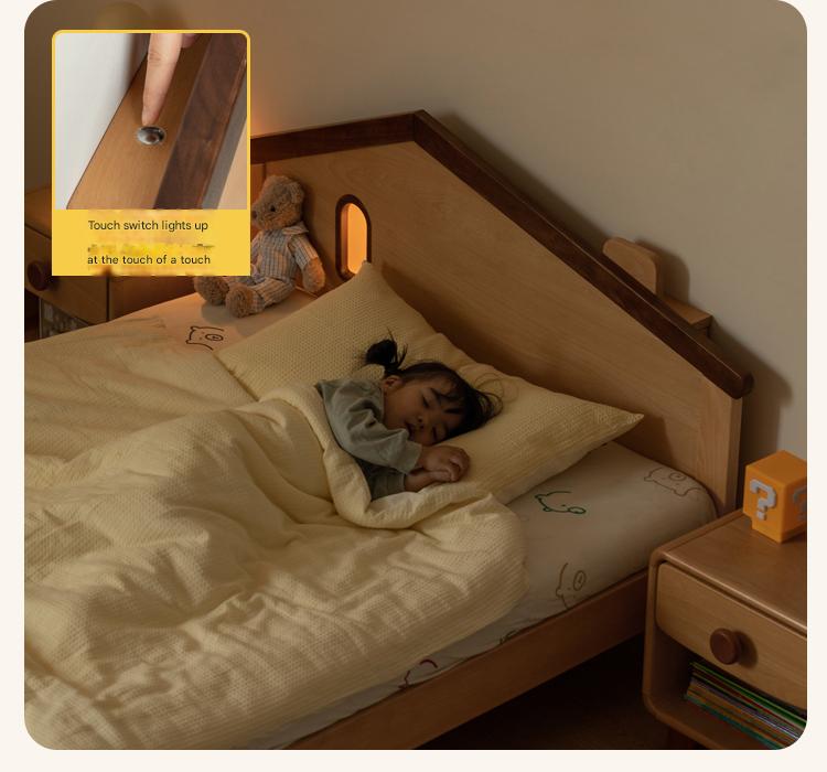Beech, Poplar, Little House Kids Bed with 15min Delay Turning Off the Lights<