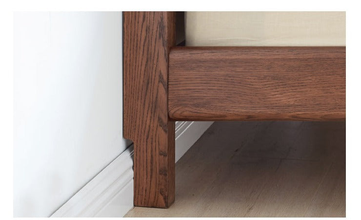Modern oak solid wood Walnut color bed LED night lights"