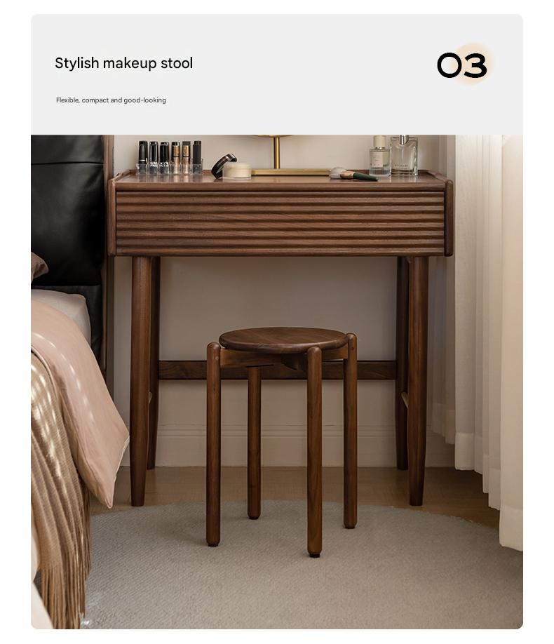 Black Walnut, Ash, Oak, Beech, Cherry Solid Wood, Solid RubberWood Stackable Small Stool