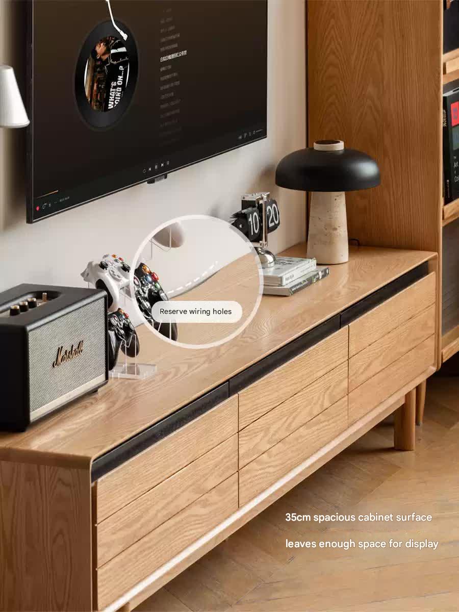 Oak Solid Wood Modern TV Cabinet.