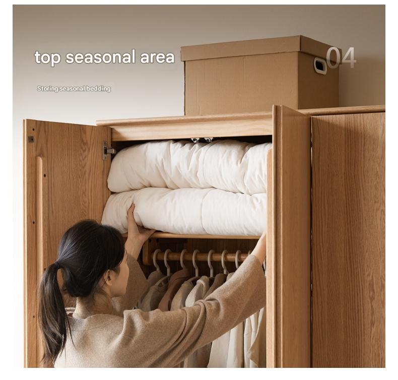 Oak Solid Wood Modern Wardrobe.
