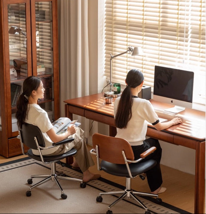 Beech Solid Wood Adjustable Office Chair, Bauhaus Style