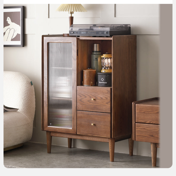 Ash Solid Wood Side Cabinet Storage.