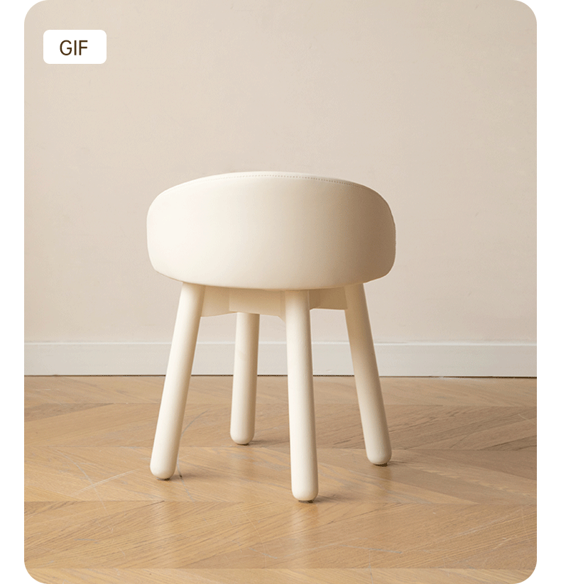 Makeup Stool 360° Free Rrotation Cream Style Birch Solid Wood