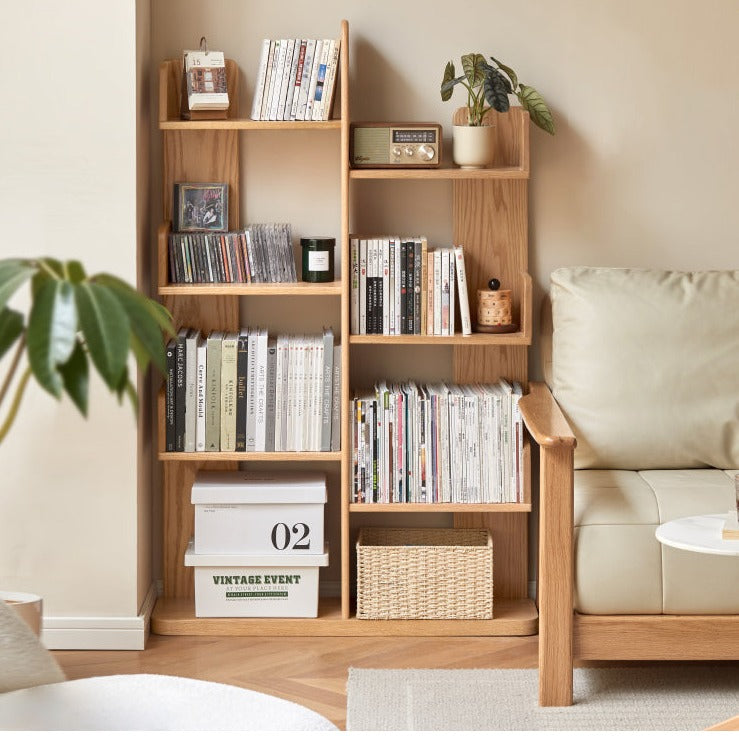 Oak Solid Wood Floor-Standing Bookshelf