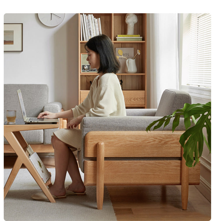 Ash Solid Wood Fabric Sofa.