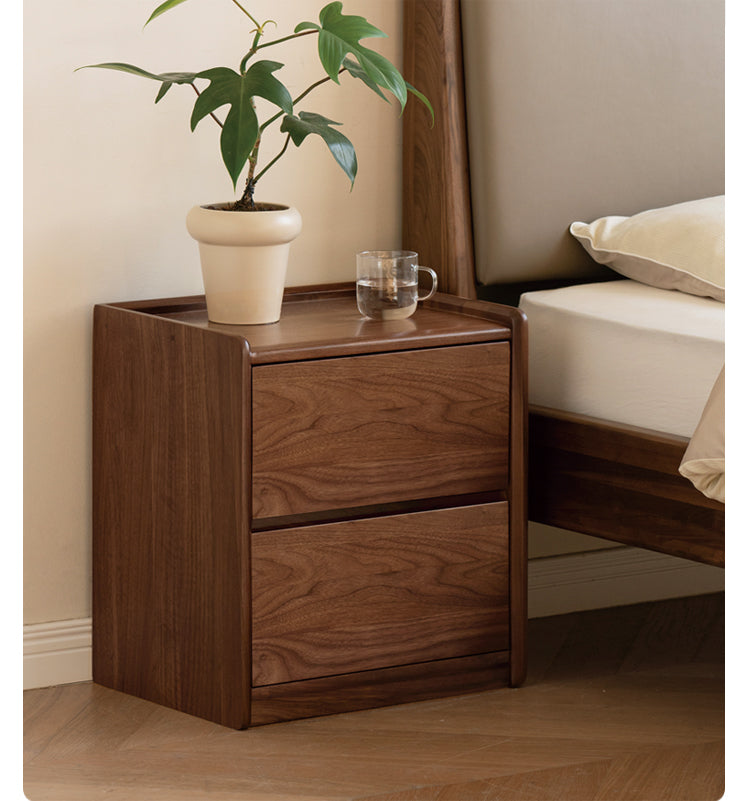 Sandalwood, Black Walnut Solid Wood Nightstand.