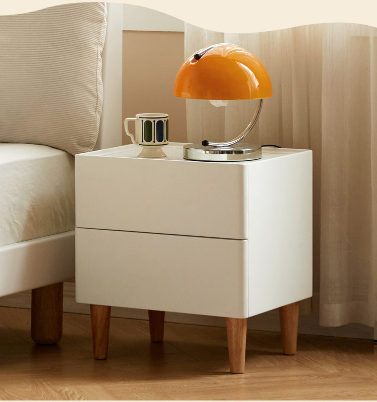 Rubber Solid Wood Cream Style Nightstand