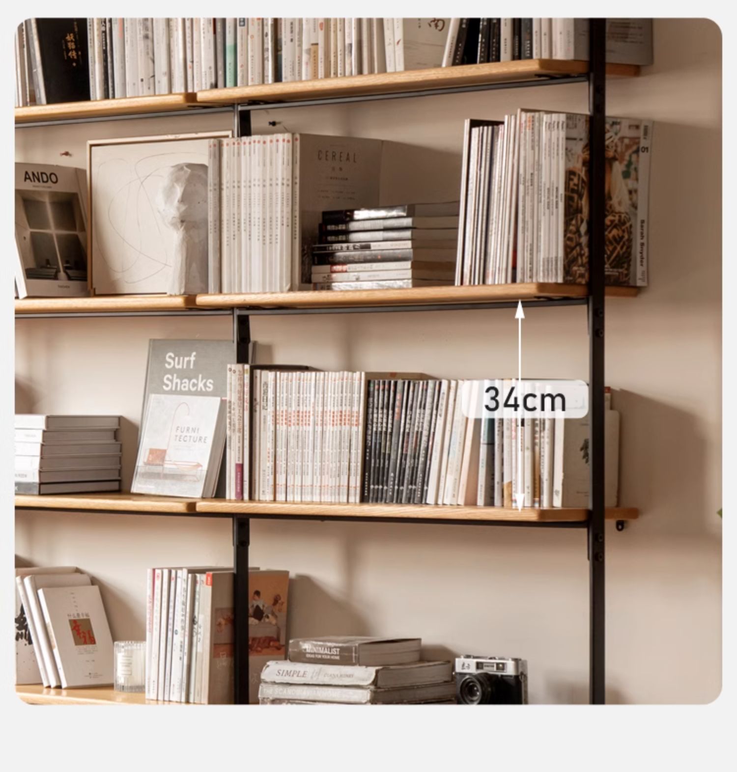 Oak, Poplar Solid Wood Industrial Style Multi-layer Storage Rack