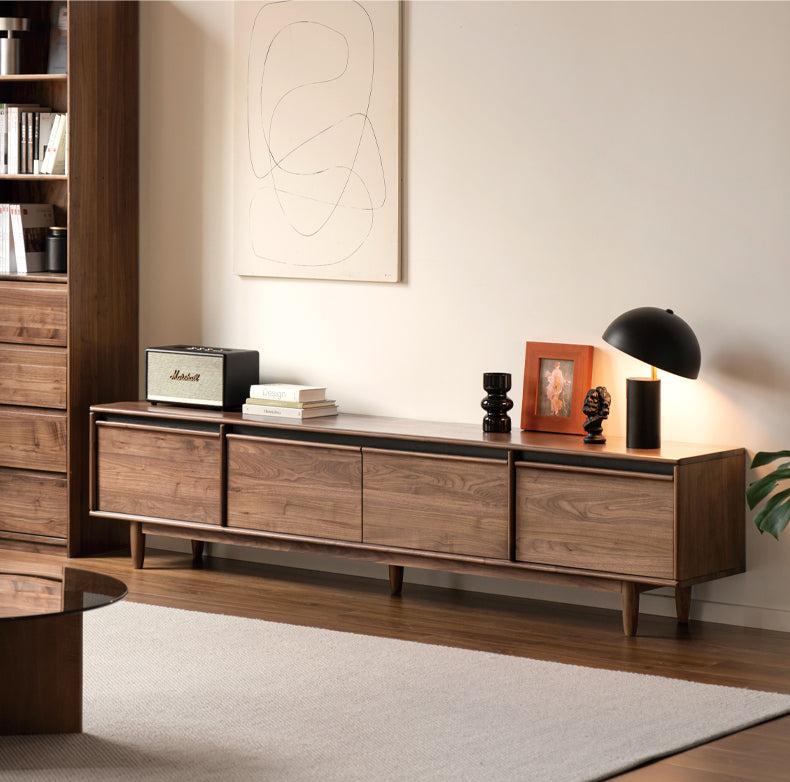 Black Walnut, Sandalwood, Ash Solid Wood Skeleton Line TV Cabinet.