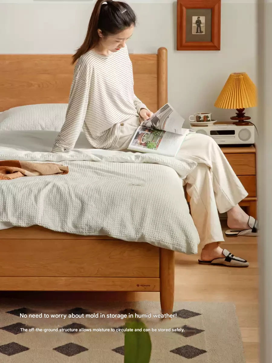 Cherry Wood, Black Walnut Solid Wood Box Bed