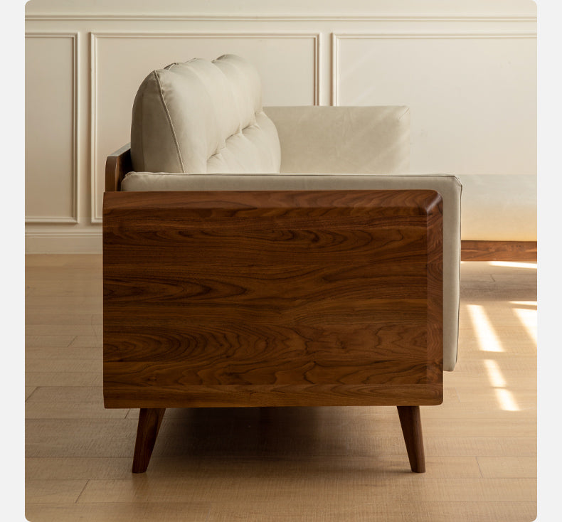Black Walnut Solid Wood Sofa,Technology Cloth, Fabric.