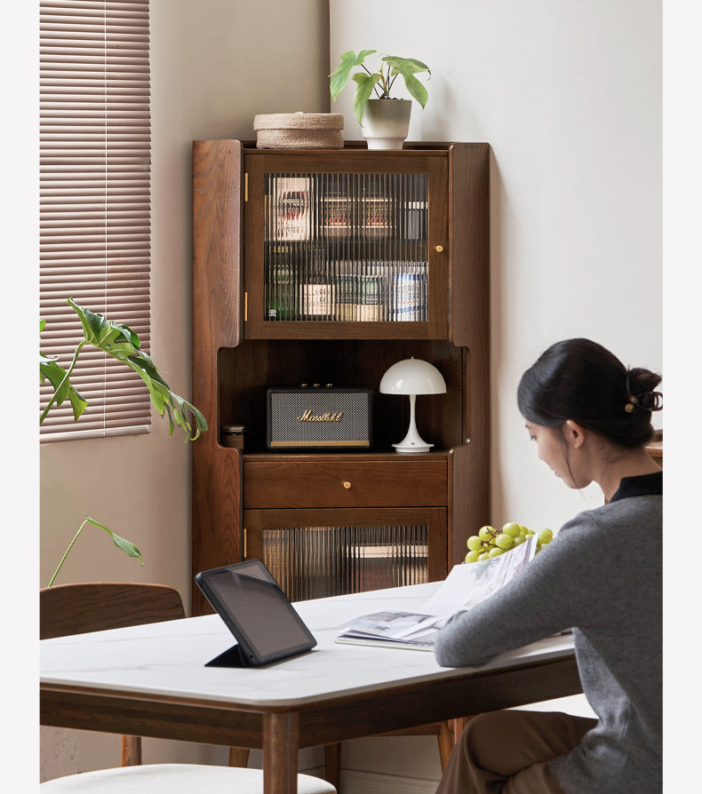 Oak Solid Wood Corner Side Cabinet