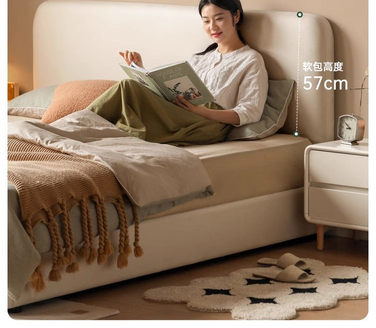 Fabric Cream Soft Minimalist Bed