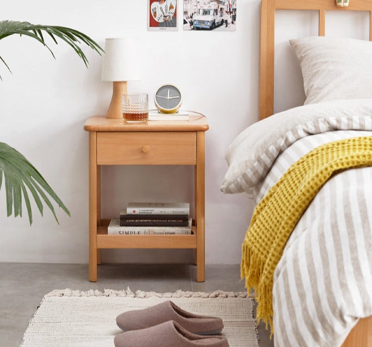 Beech Solid Wood Nightstand.