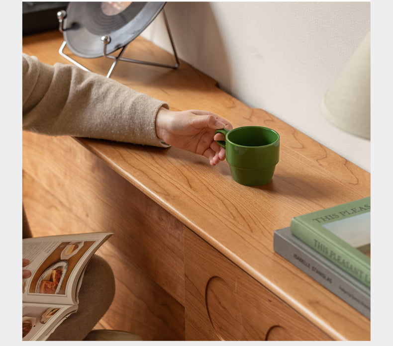 Cherry Solid Wood Retro Antique Style Floor TV Cabinet.