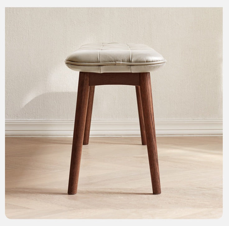 Oak Solid Wood Genuine Leather Bench