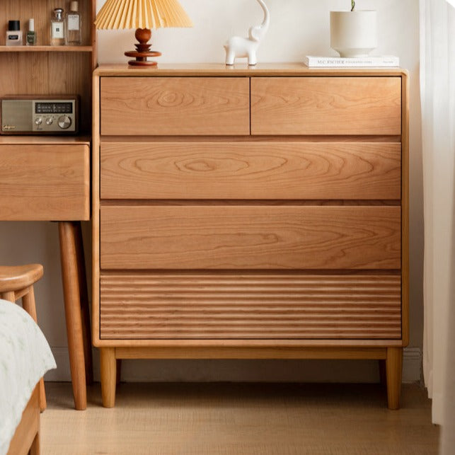 Cherry Solid Wood Vintage Dresser, Drawer