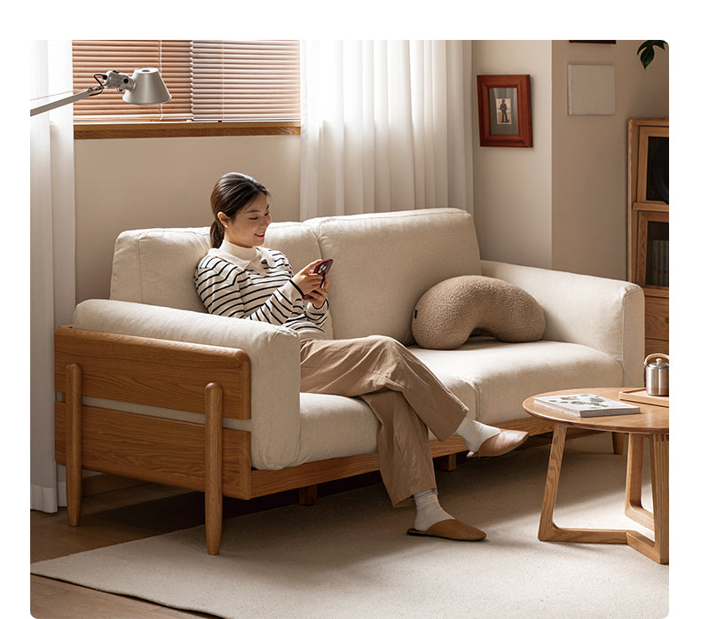 Oak Solid Wood Sofa Modern High Back.