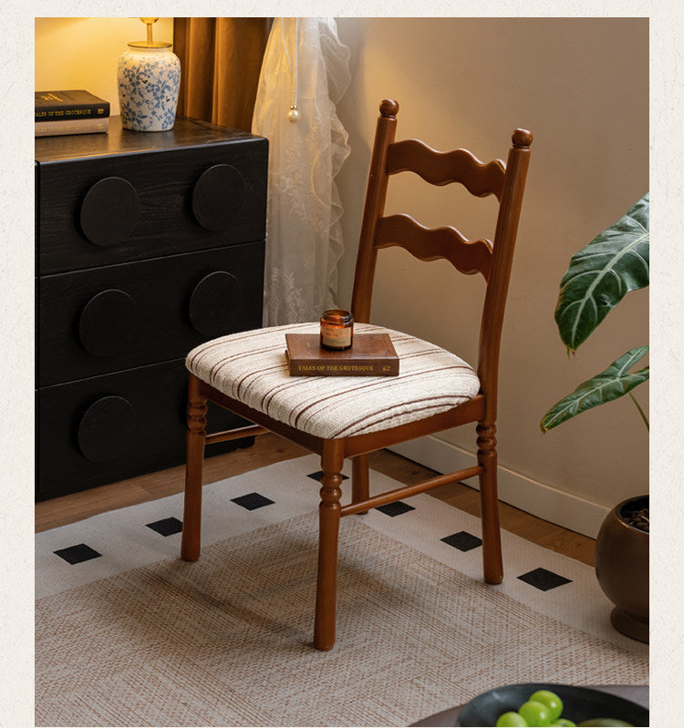 4 pcs-Beech, Ash Solid Wood French Retro Chair with Removable Washable Cushion