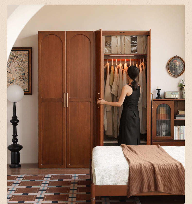 Poplar Solid Wood Double Door Wardrobe.