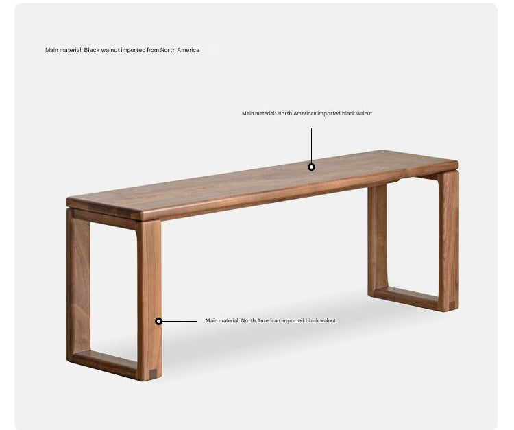 Black Walnut, Oak, Ash Solid Wood Long Bench